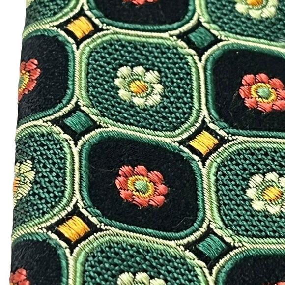 JZ Boulder Jim Herron Mens Green Floral All Silk Hand Made Necktie Neck Tie 3.5" - Picture 10 of 16